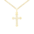 CZ Stone Accurate Cross Cubic Zirconia Pendant With Necklace Set 14K Gold Filled
