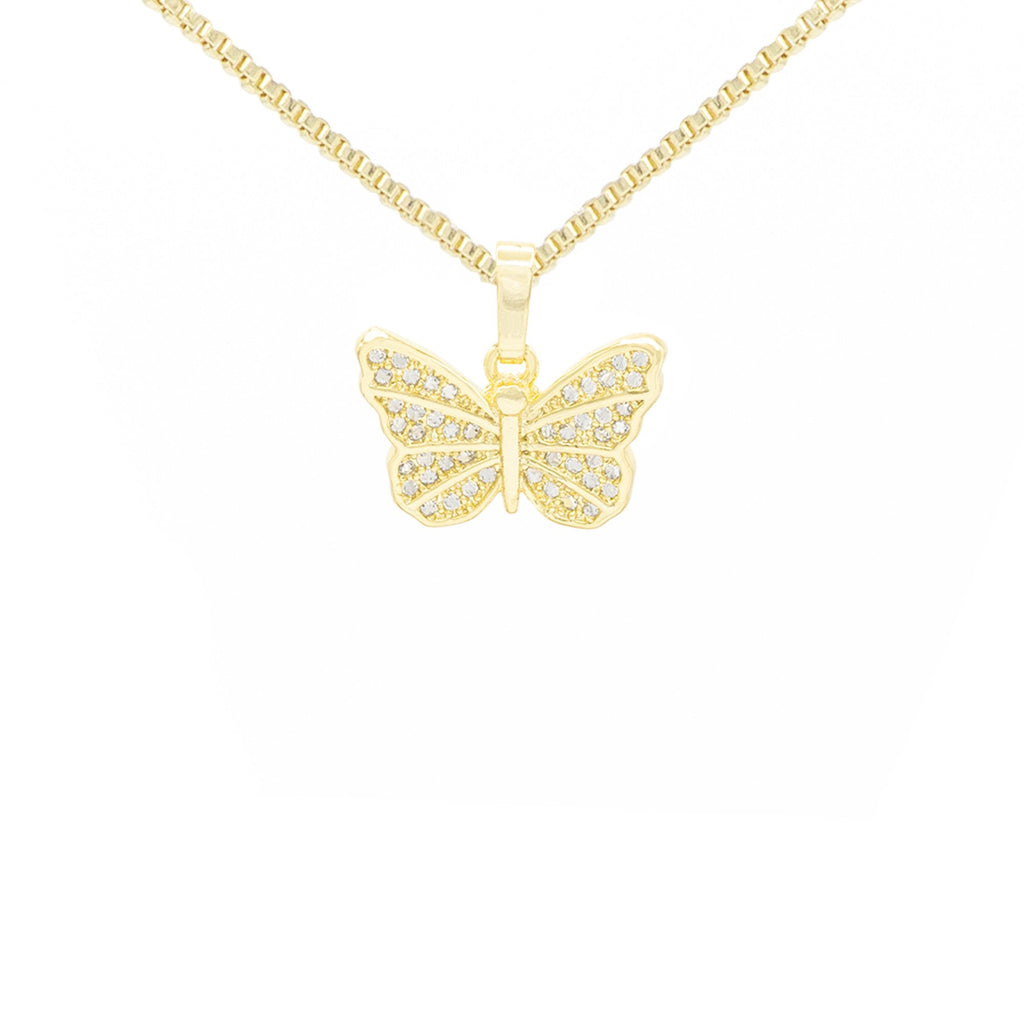 Butterfly Cubic Zirconia Pendant With Necklace Set 14K Gold Filled
