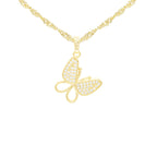 CZ Butterfly Cubic Zirconia Pendant With Necklace Set 14K Gold Filled