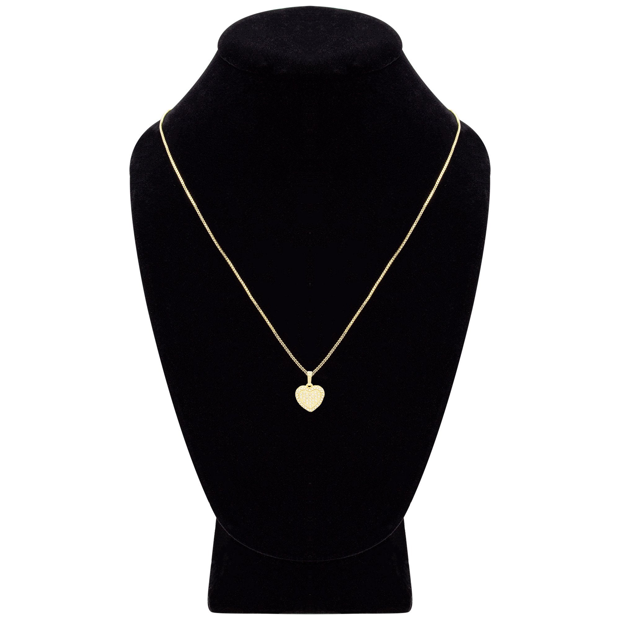 Cubic Zirconia 14K Gold Filled Dual Heart Pendant Necklace Set