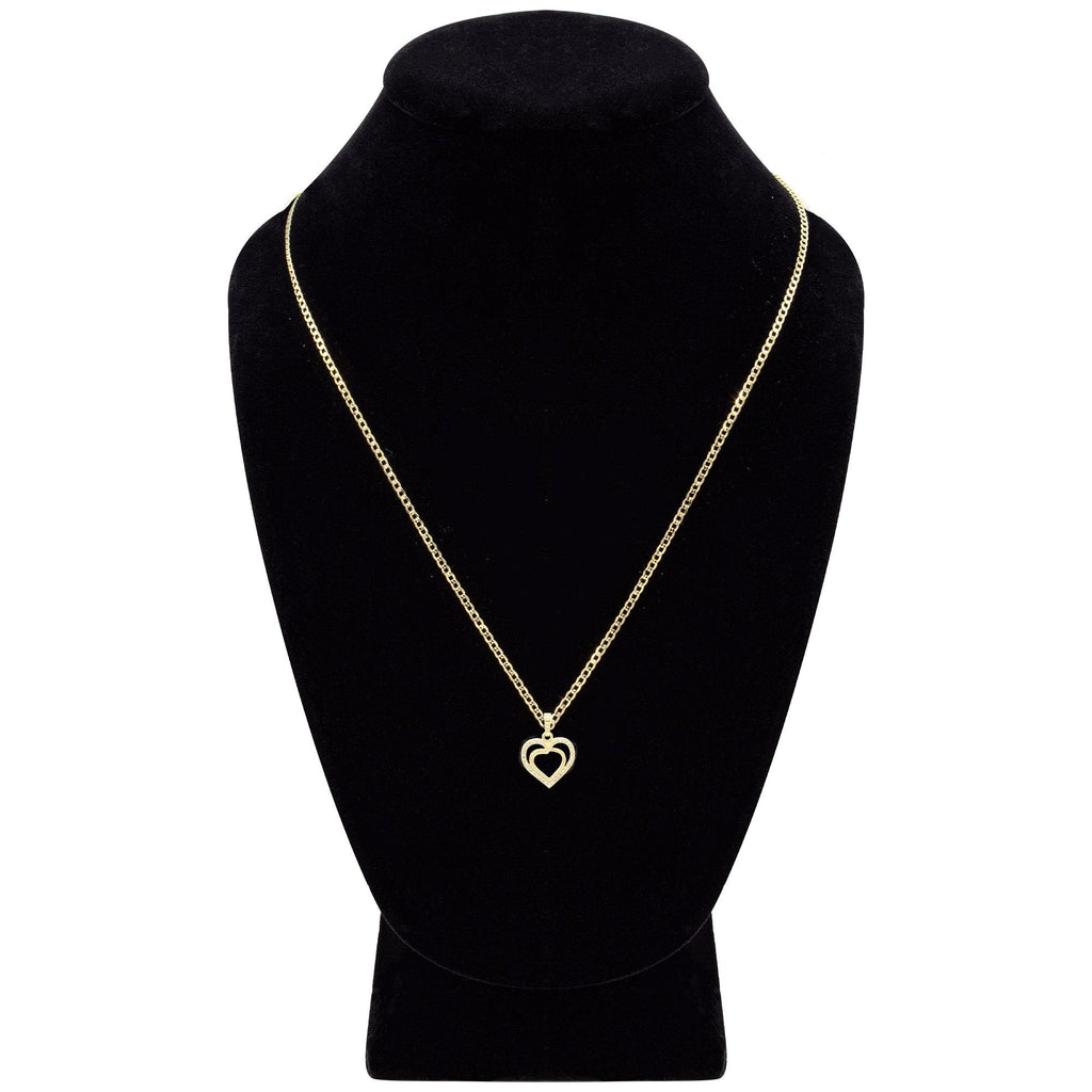 Cubic Zirconia 14K Gold Filled Twofold Heart Pendant Necklace Set
