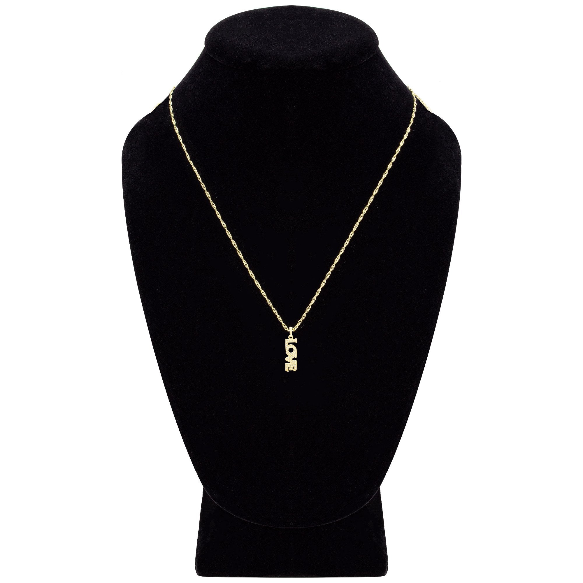Cubic Zirconia 14K Gold Filled Long Love Pendant Necklace Set