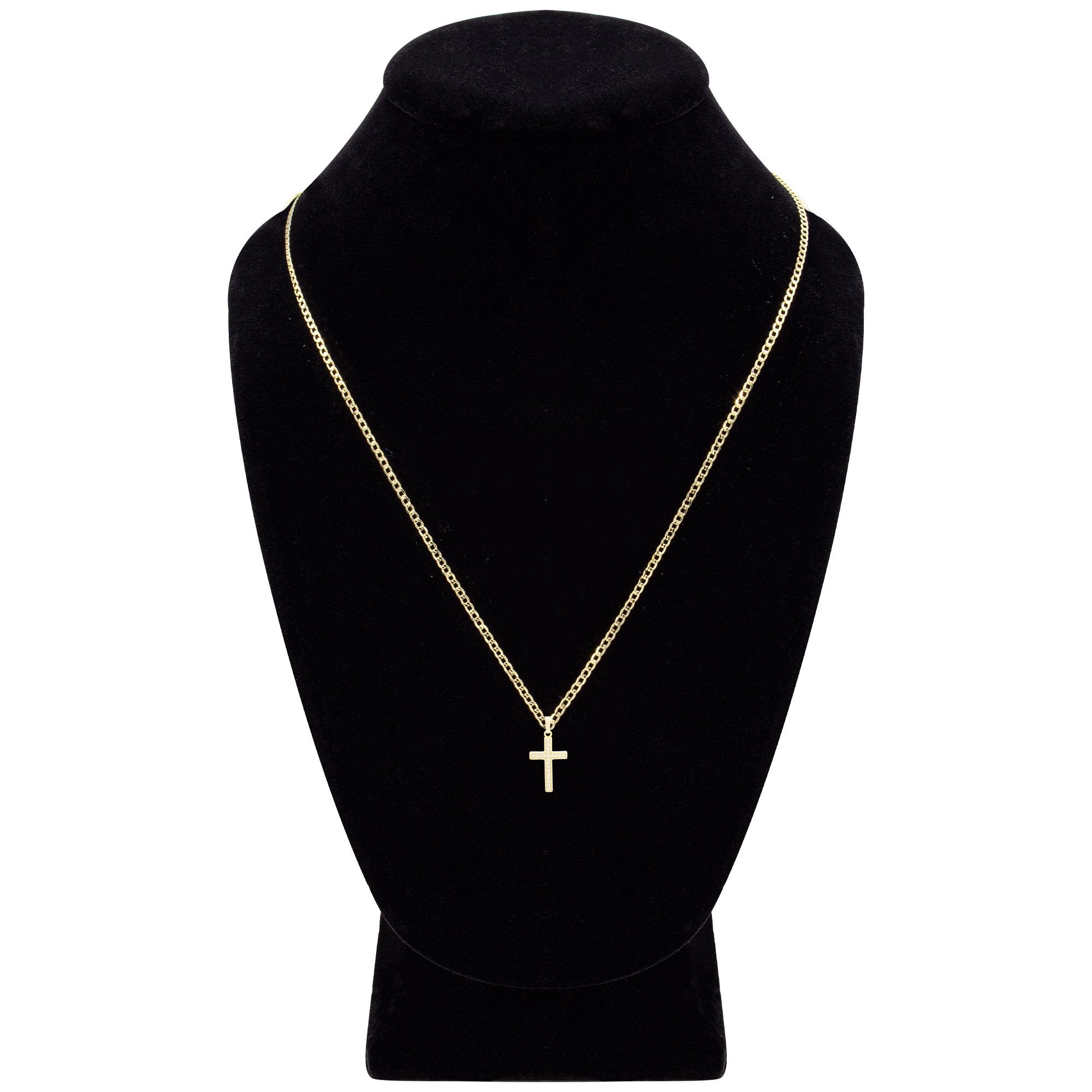 Cross Cubic Zirconia Pendant With Necklace Set 14K Gold Filled