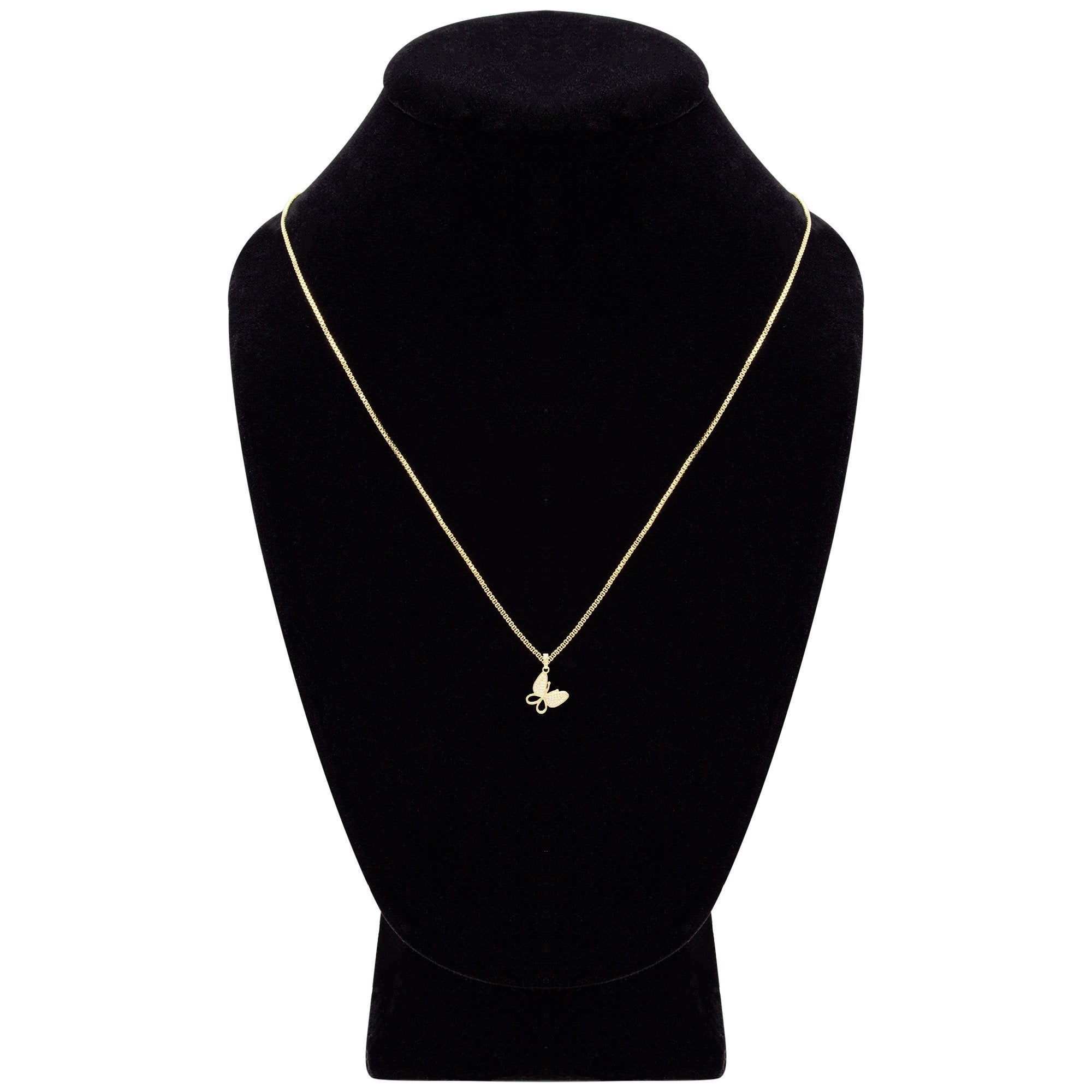 CZ Butterfly Cubic Zirconia Pendant With Necklace Set 14K Gold Filled