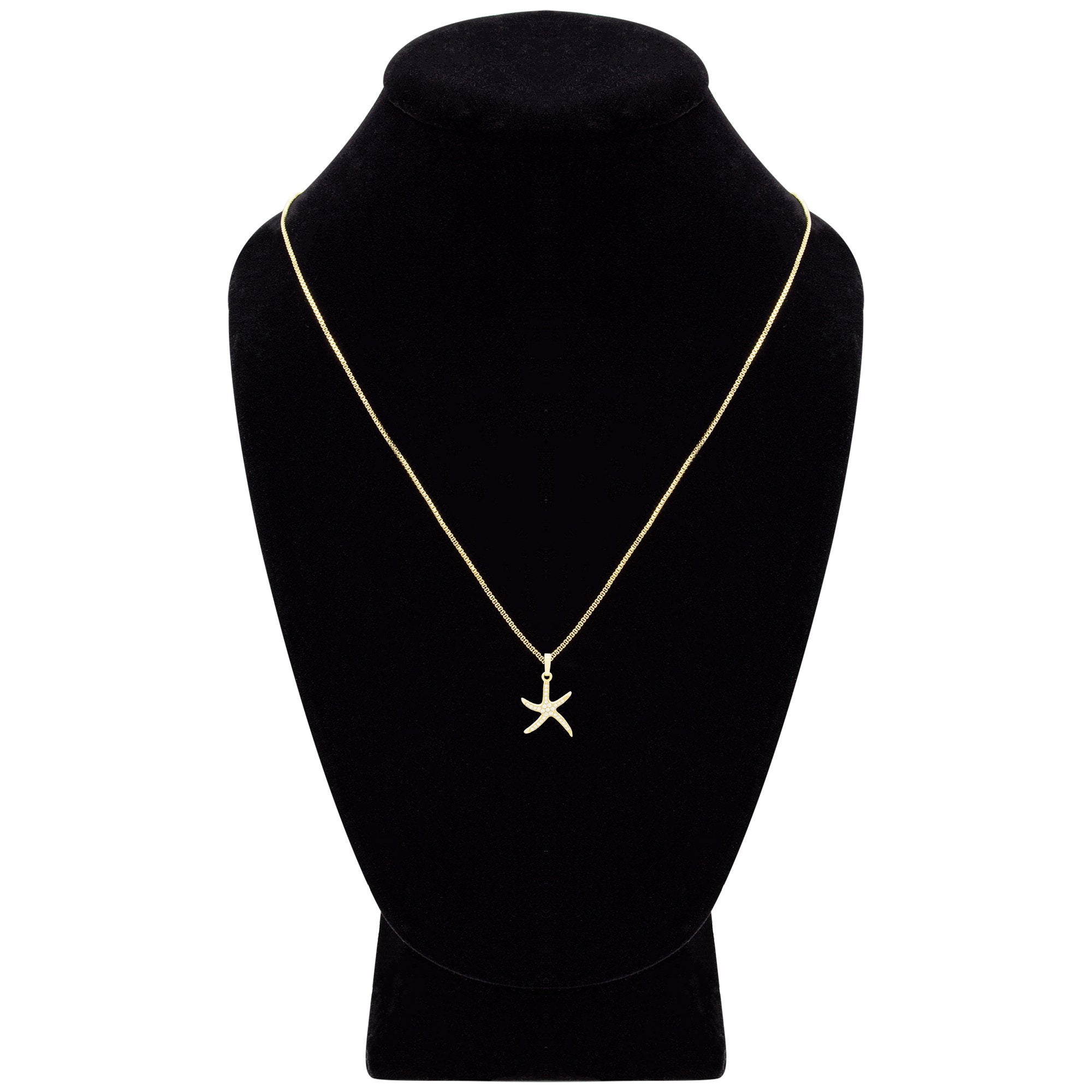 Ocean Starfish Cubic Zirconia Pendant With Necklace Set 14K Gold Filled