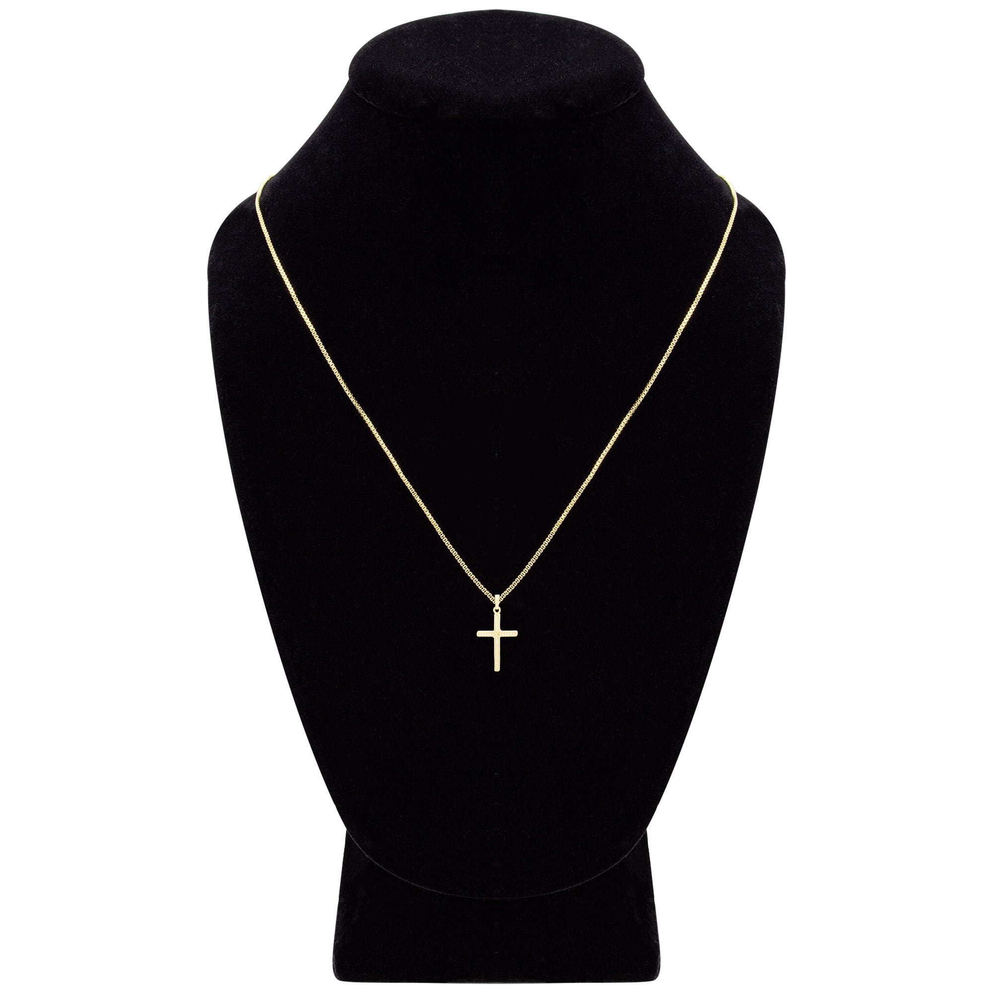Thin Cross Cubic Zirconia Pendant With Necklace Set 14K Gold Filled