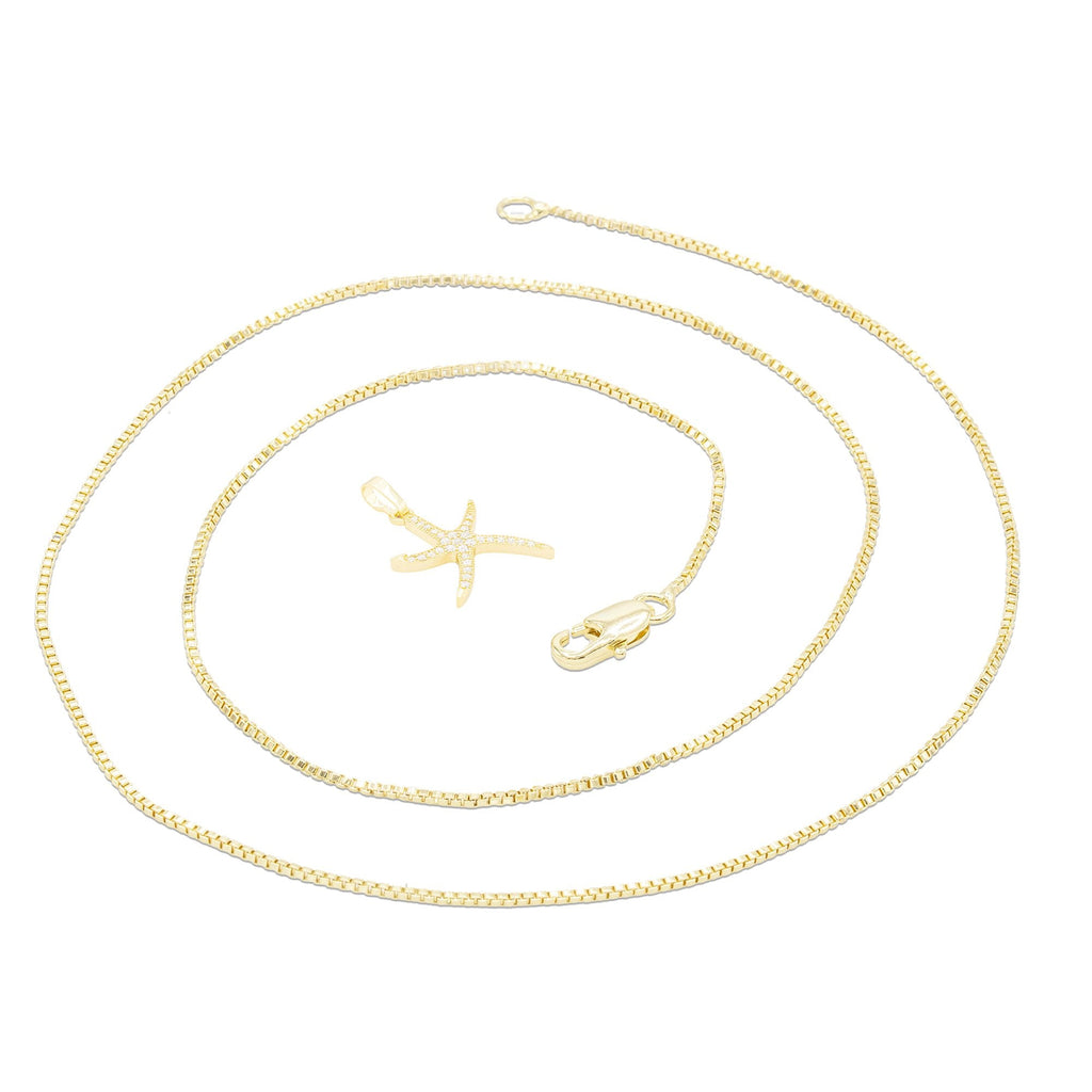 Ocean Starfish Cubic Zirconia Pendant With Necklace Set 14K Gold Filled