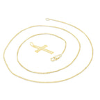 CZ Cross Cubic Zirconia Pendant With Necklace Set 14K Gold Filled