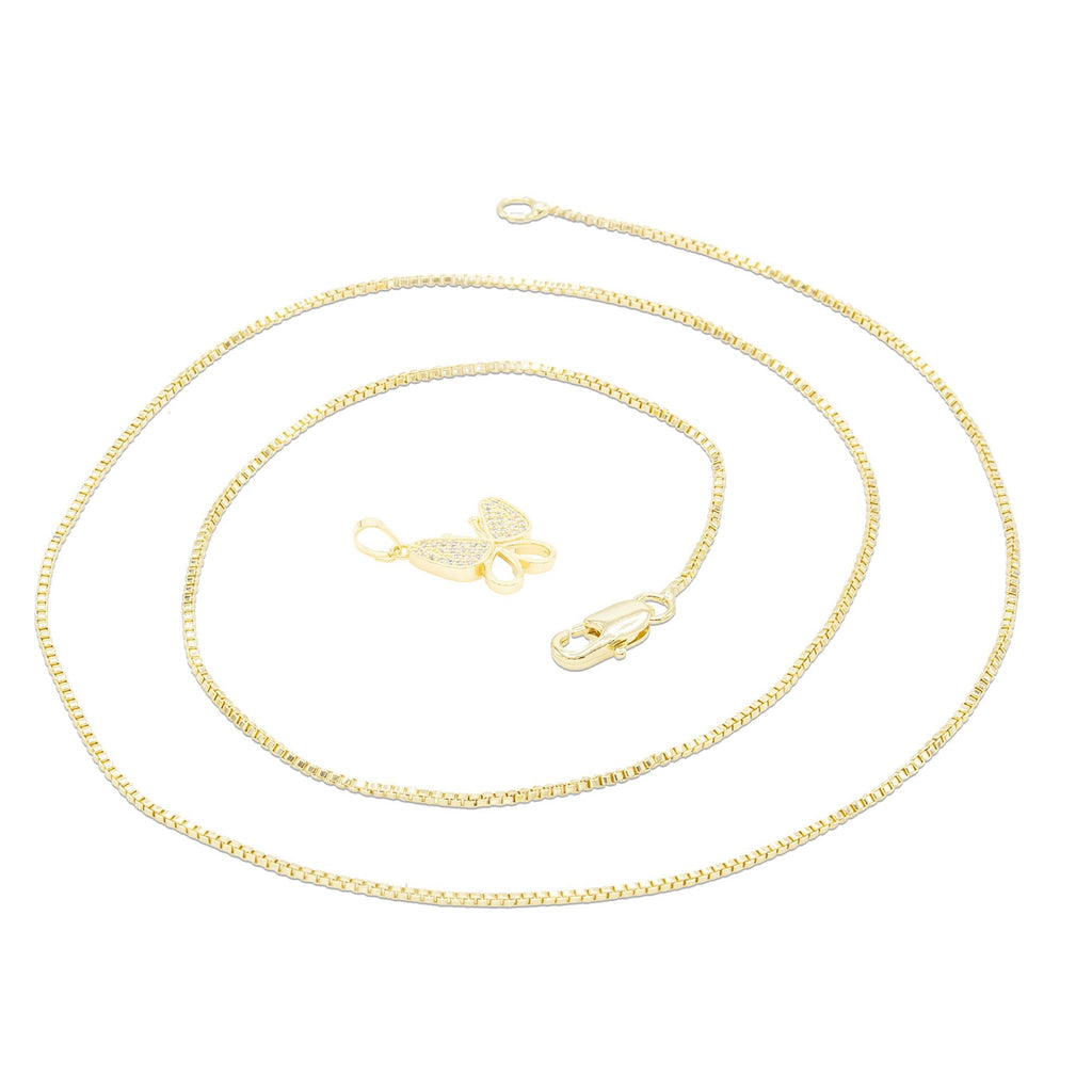 CZ Butterfly Cubic Zirconia Pendant With Necklace Set 14K Gold Filled