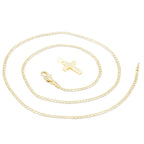 CZ Stone Bordered Cross Cubic Zirconia Pendant With Necklace Set 14K Gold Filled