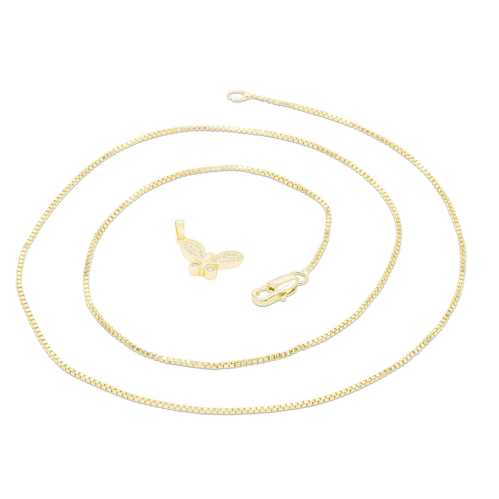 Flying Butterfly Cubic Zirconia Pendant With Necklace Set 14K Gold Filled