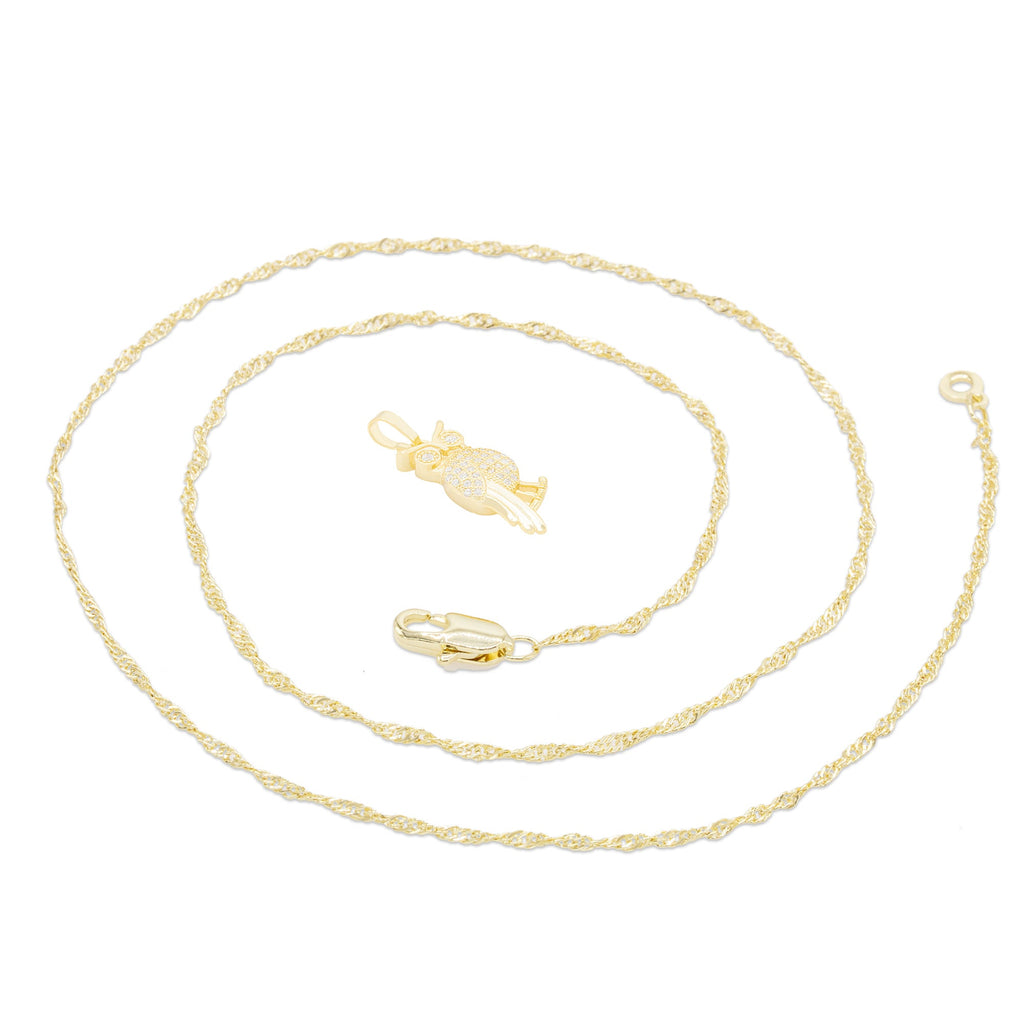 Smart Owl Cubic Zirconia Pendant With Necklace Set 14K Gold Filled