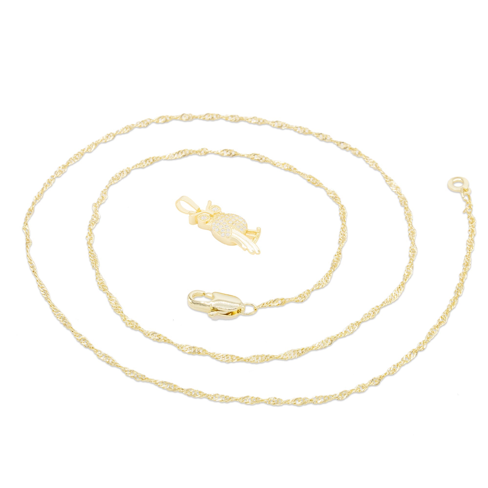 Smart Owl Cubic Zirconia Pendant With Necklace Set 14K Gold Filled