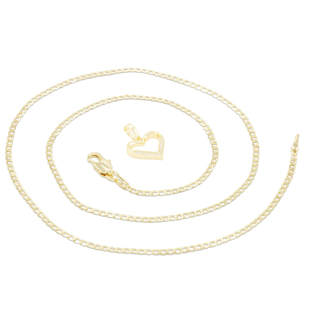 Cubic Zirconia 14K Gold Filled Delicate Heart Pendant Necklace Set