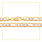 Diamond-Cut 14K Gold Filled Figaro Chain Necklace 24" Bracelet 8.5" Set 6 mm