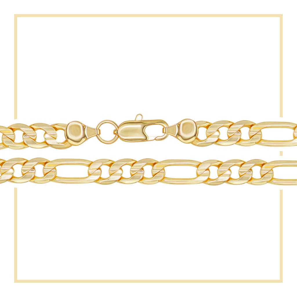 14K Gold Filled Figaro Chain Necklace 24" Bracelet 8.5" Set