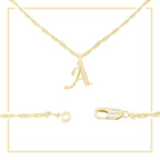 Alphabet A-Z Initial Letter CZ Pendant 14K Gold Filled Rope Chain Set 18" 20" 24" Women