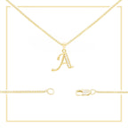 Alphabet A-Z Initial Letter CZ Pendant 14K Gold Filled Box Chain Set 18" 20" 24" Women Necklace Set
