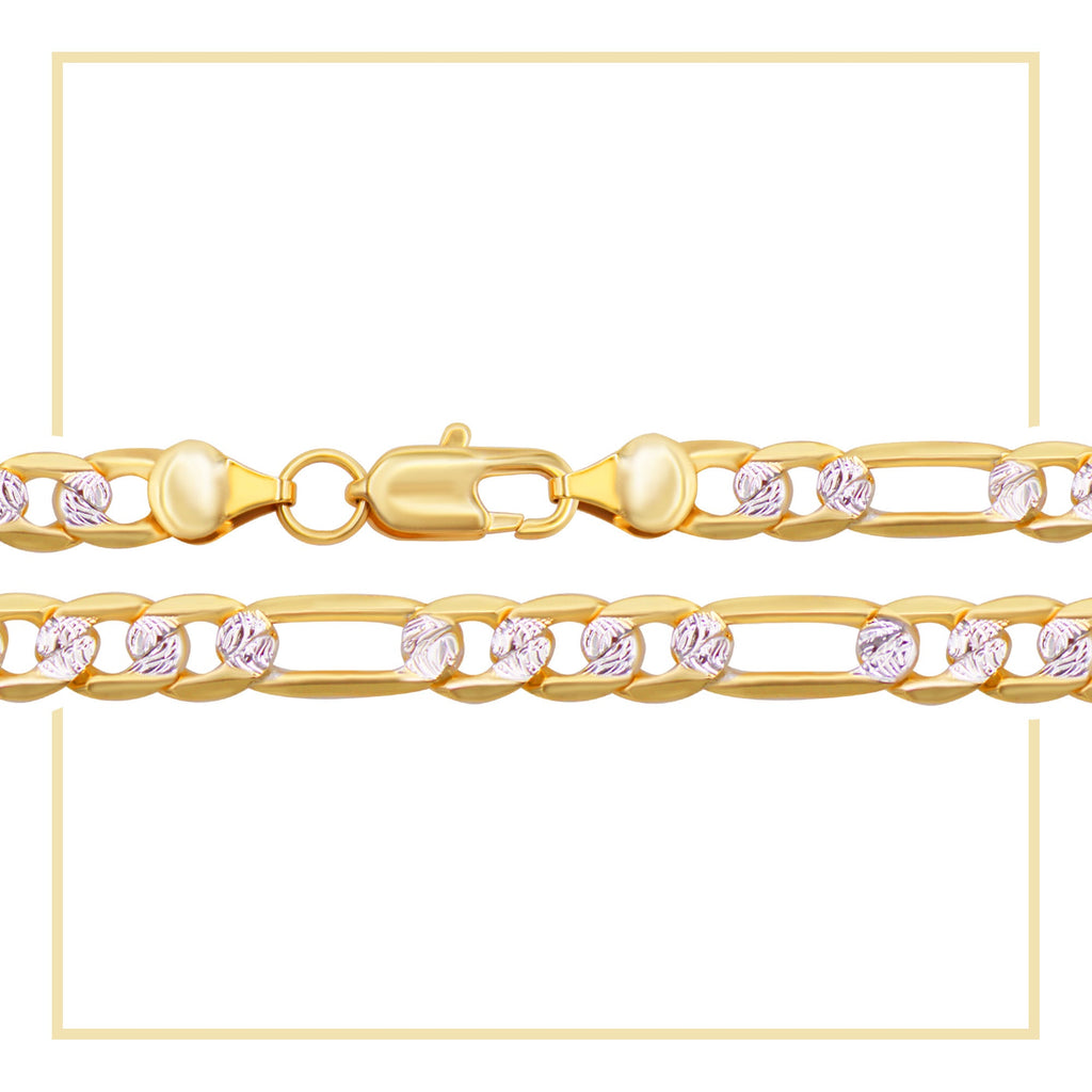 Diamond-Cut Figaro Chain 14K Gold Filled Bracelet 8.5" Lobster Claw Clas Men Jewelry 6 mm