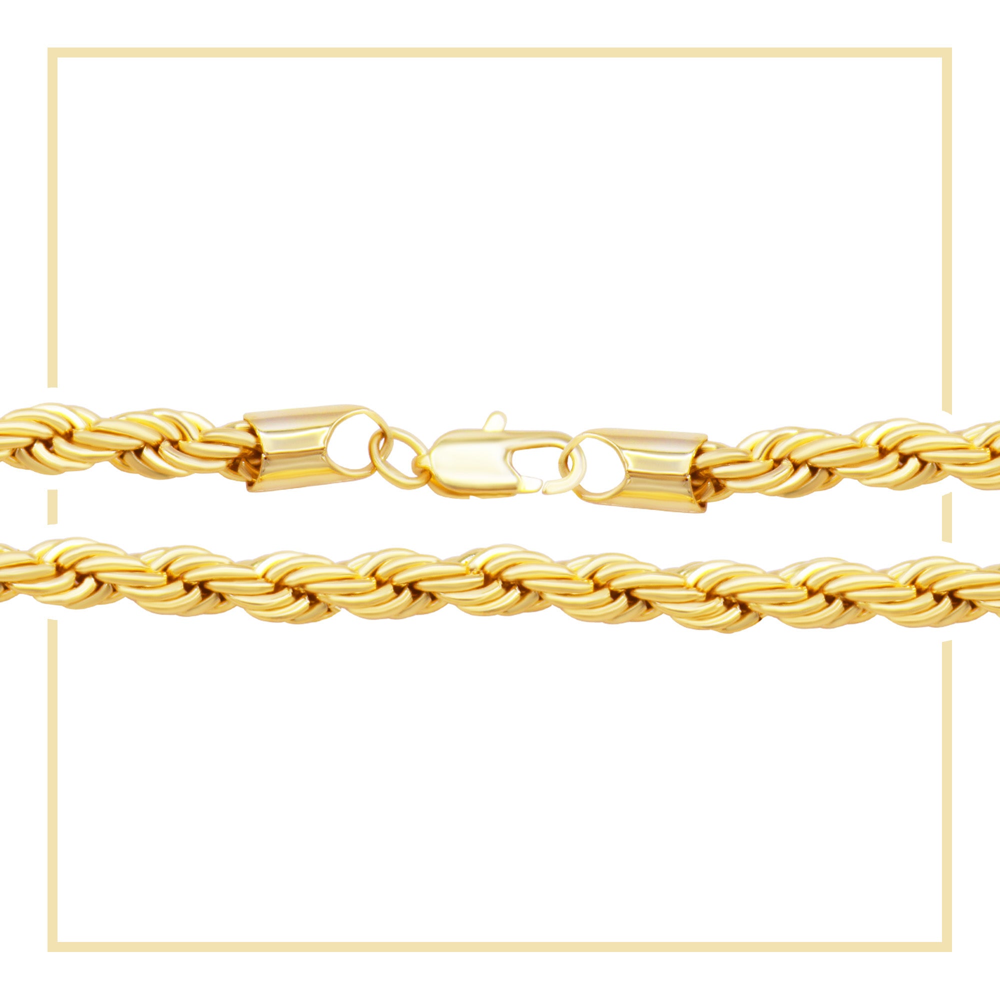 14K Gold Filled Rope Chain Necklace 24" for Men 5-6 mm
