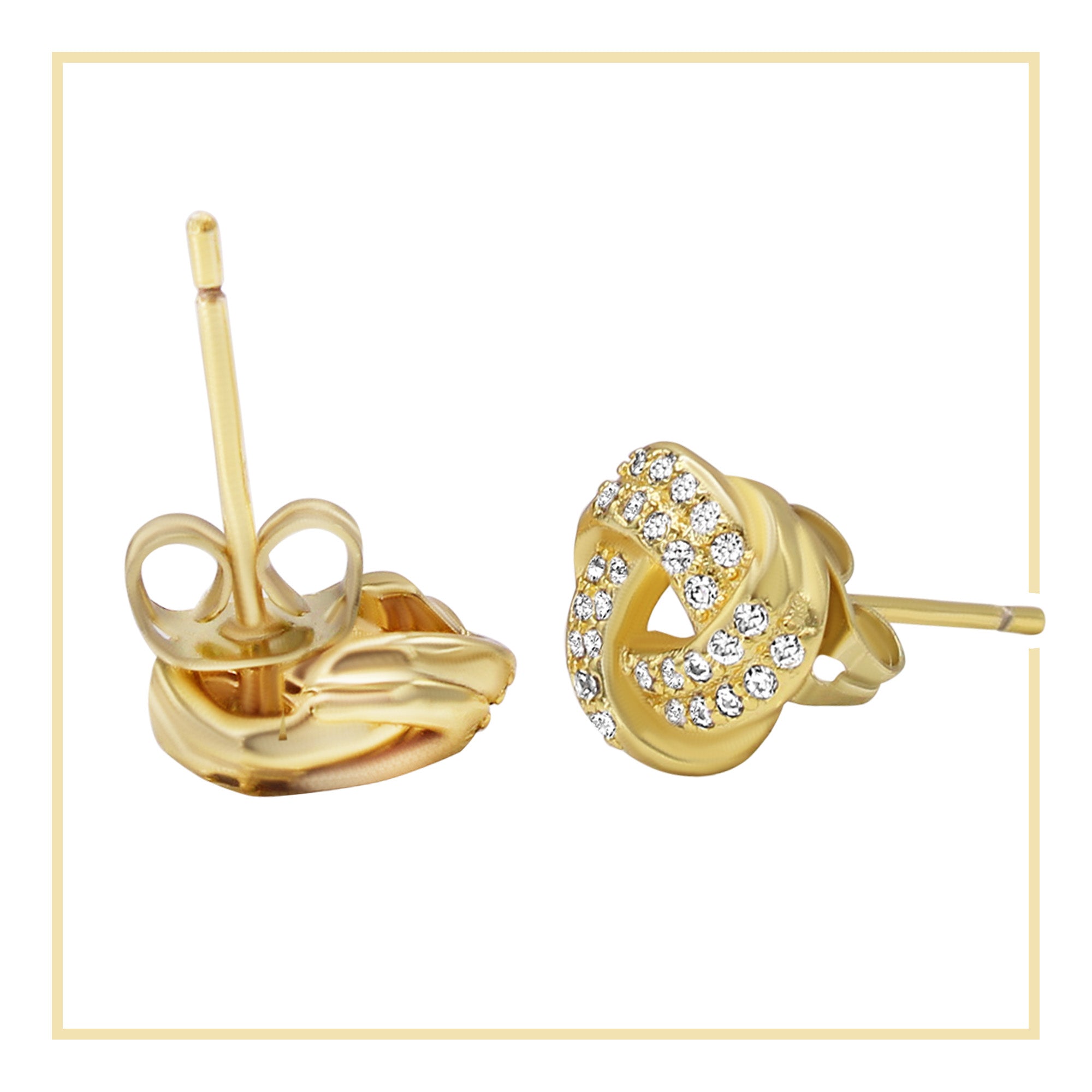 Trinity Celtic Knot Stud 14K Gold Plated Stud Earrings Cubic Zirconia Jewelry Women