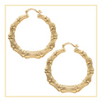 Bamboo Hoop Earrings 14K Gold Plated Women Jewelry 50 mm