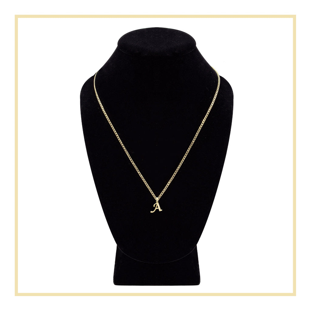 Alphabet A-Z Initial Letter CZ Pendant 14K Gold Filled Curb Chain Set 18" 20" 24" Women