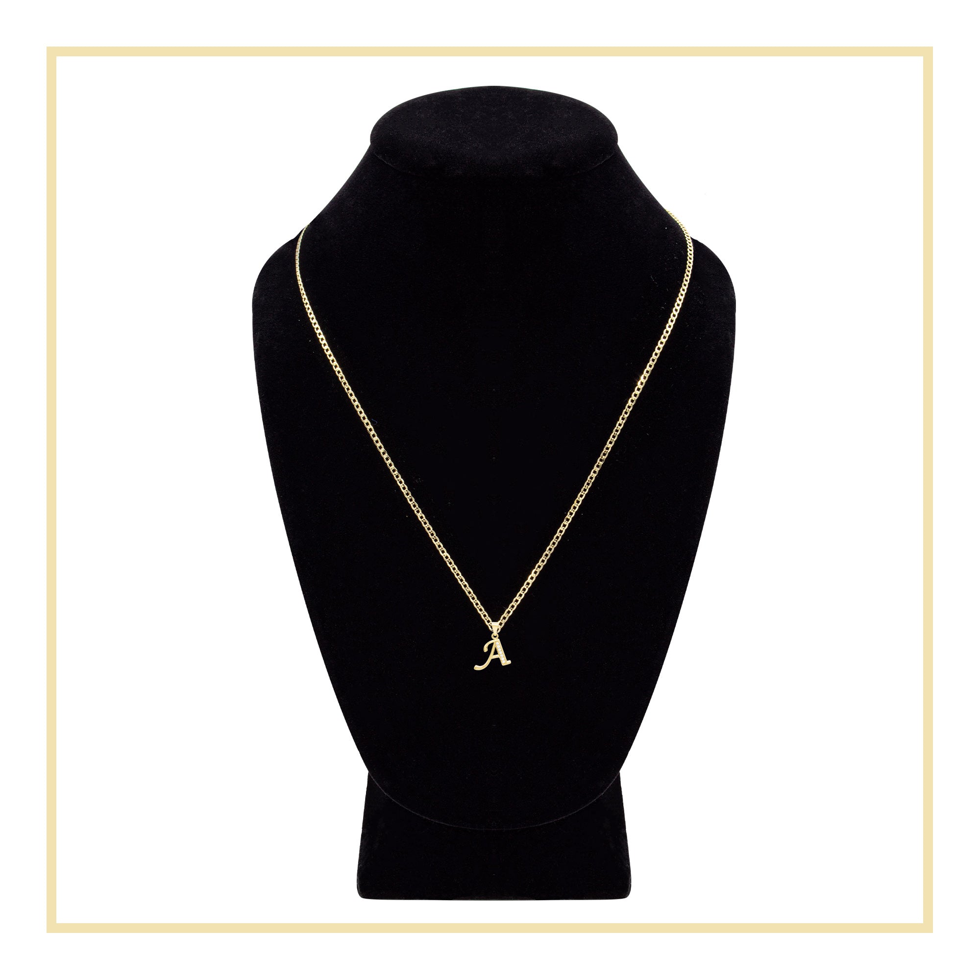 Alphabet A-Z Initial Letter CZ Pendant 14K Gold Filled Curb Chain Set 18" 20" 24" Women