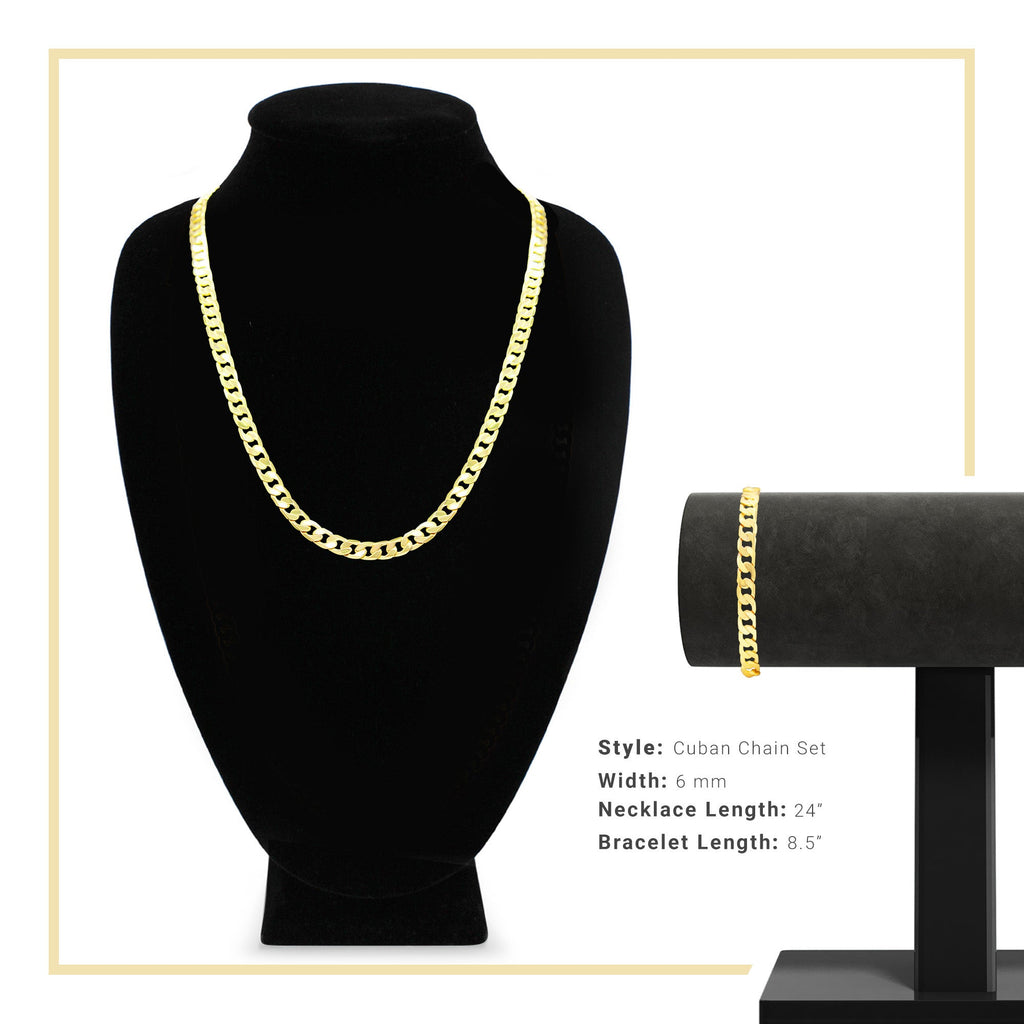 Cuban Link 14K Gold Filled Necklace 24" Bracelet 8.5" Set