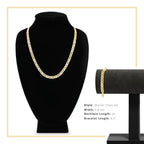 14K Gold Filled Mariner Chain Necklace 24" Bracelet 8.5" Set 6.8 mm