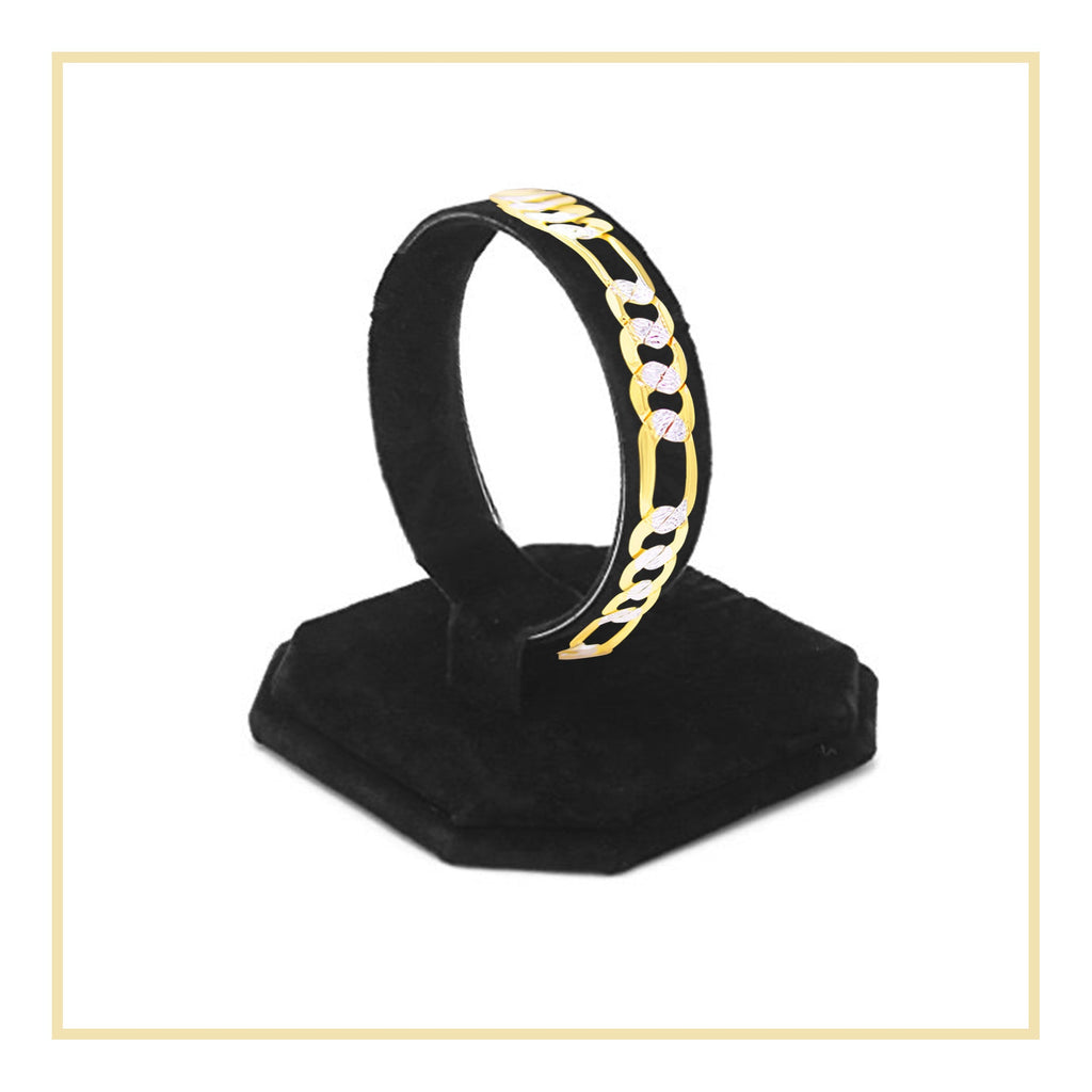 Diamond-Cut Figaro Chain 14K Gold Filled Bracelet 8.5" Lobster Claw Clas Men Jewelry 6 mm