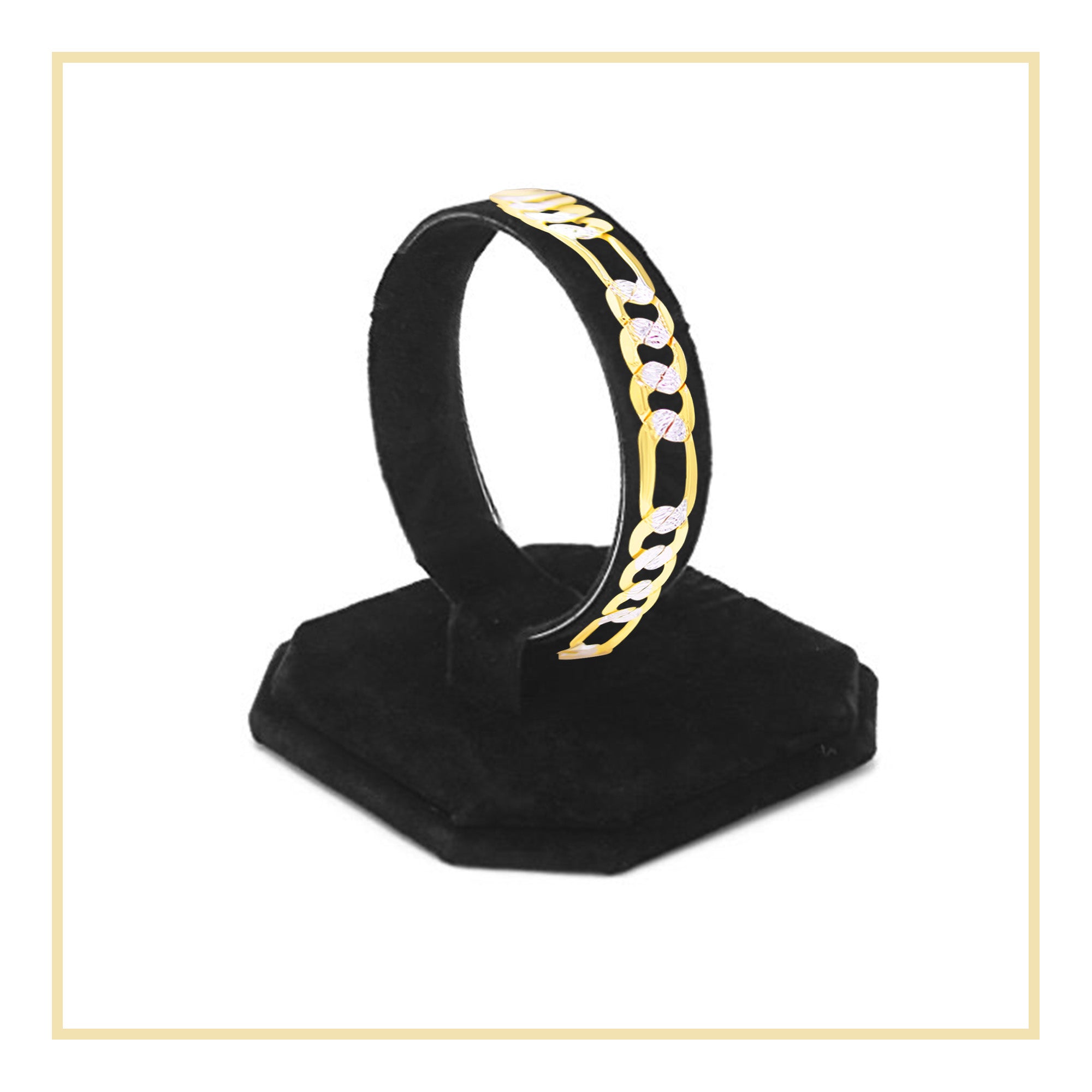 Diamond-Cut Figaro Chain 14K Gold Filled Bracelet 8.5" Lobster Claw Clas Men Jewelry 6 mm