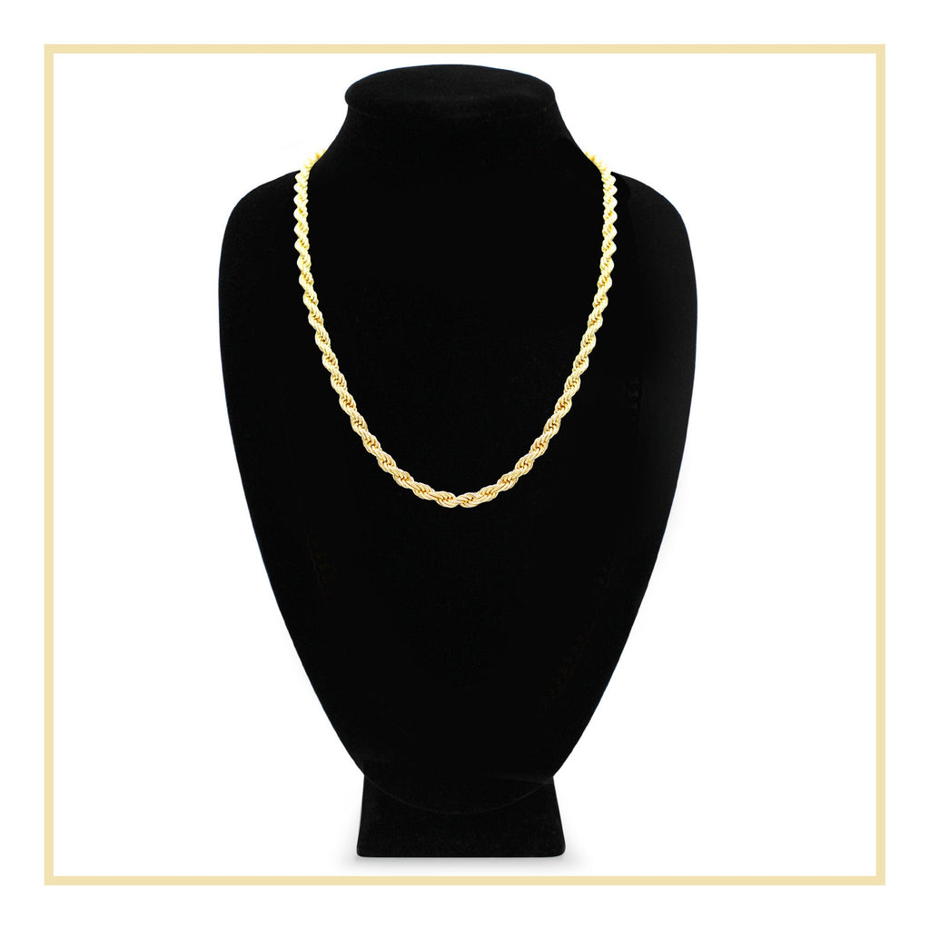 14K Gold Filled Rope Chain Necklace 24" for Men 5-6 mm