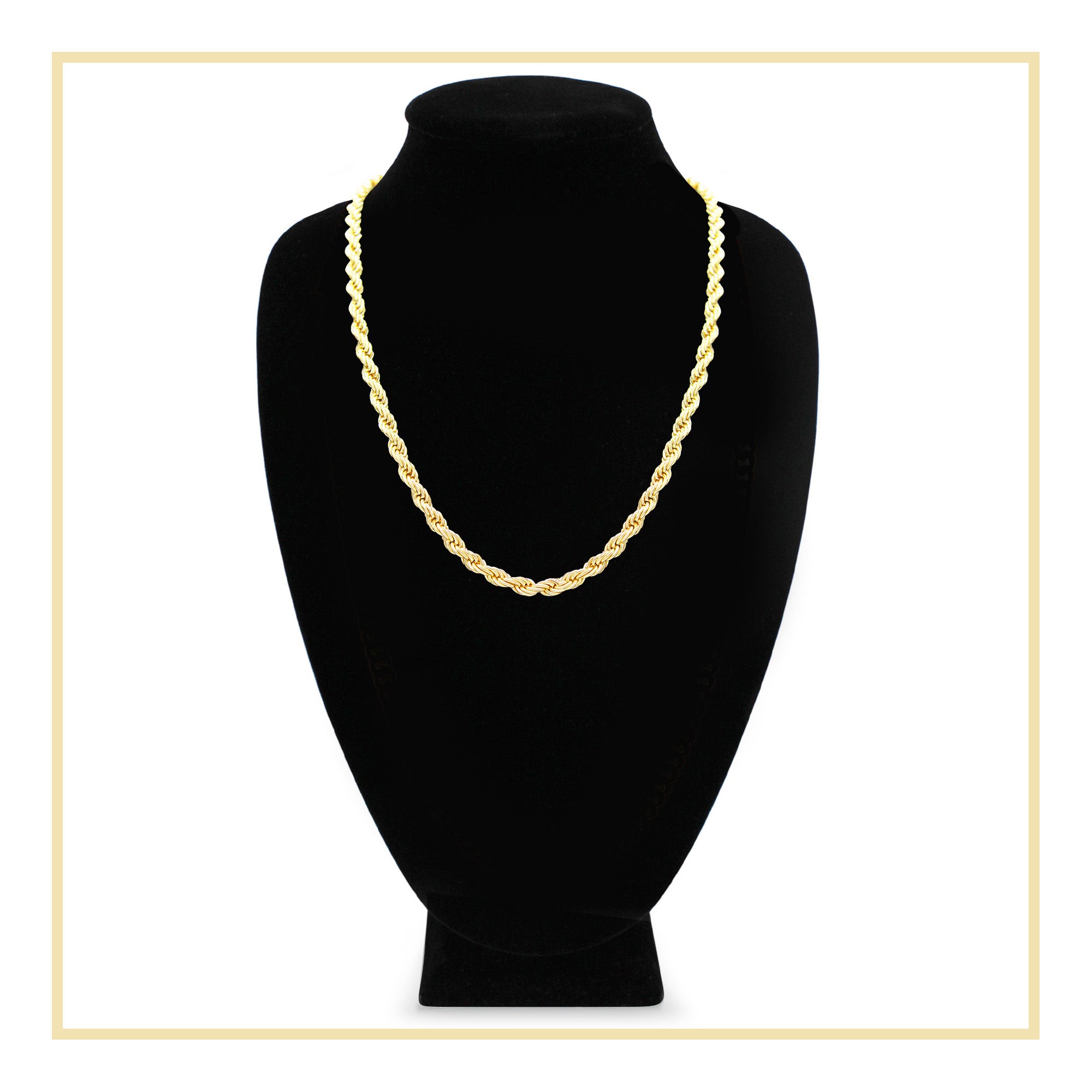 14K Gold Filled Rope Chain Necklace 24" for Men 5-6 mm