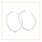 Silver Plain Hoop Women Earrings 2 mm 25 - 70 mm