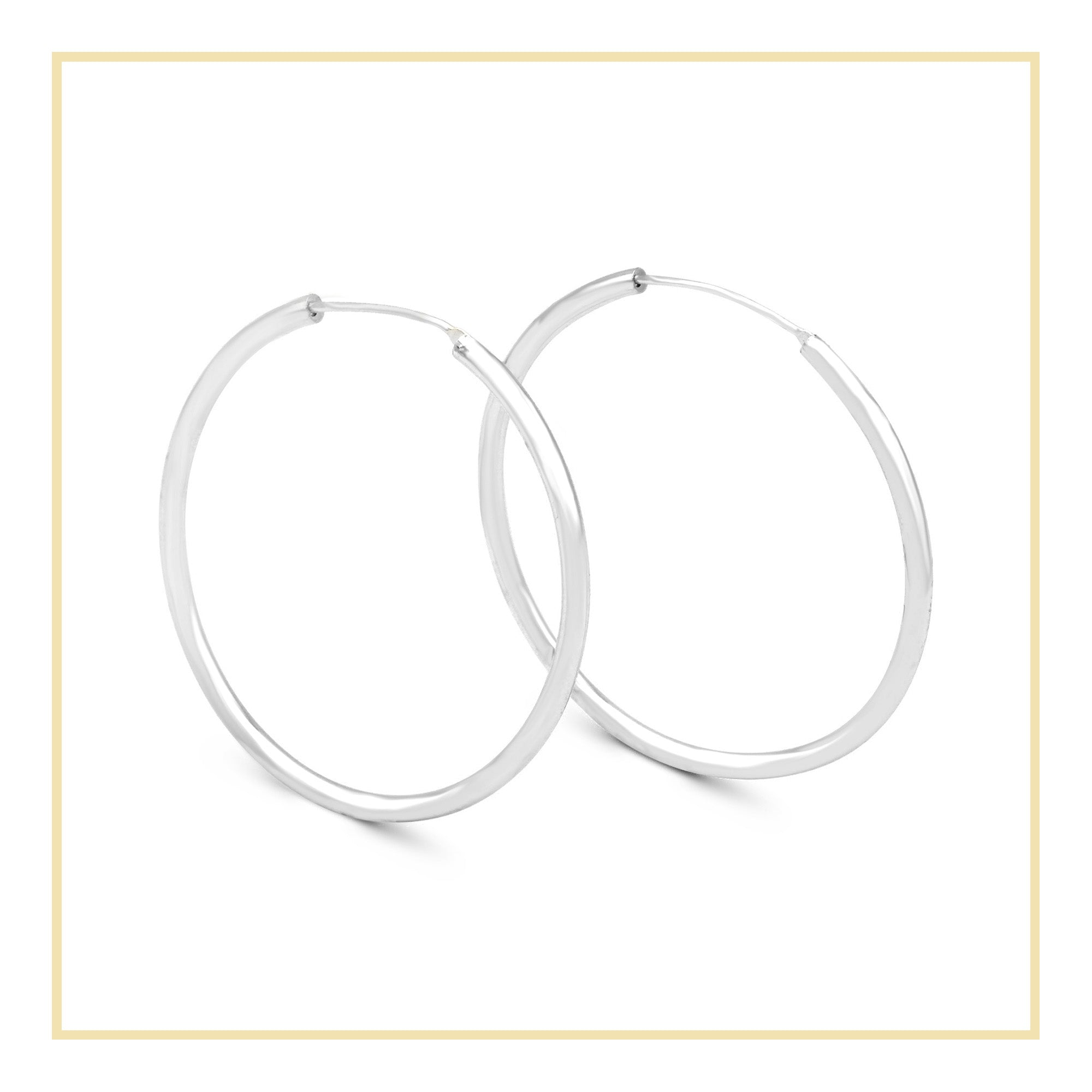 Silver Plain Hoop Women Earrings 2 mm 25 - 70 mm