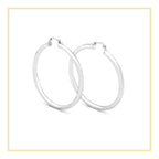 Silver Plain Hoop Women Earrings 4 mm 25 - 80 mm