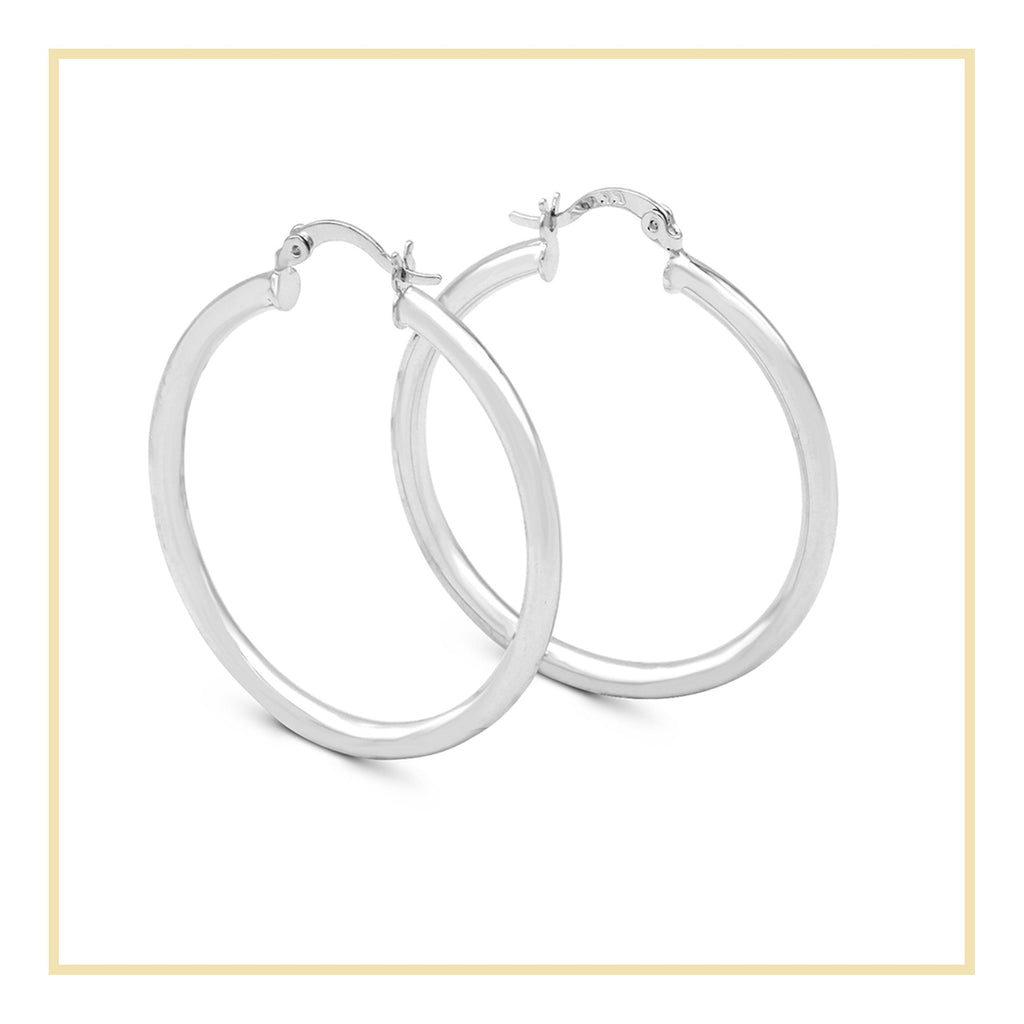 Silver Hoops Women Hip Hop Earrings 3 mm 25 - 70 mm