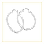 Silver Hoops Women Hip Hop Earrings 3 mm 25 - 70 mm