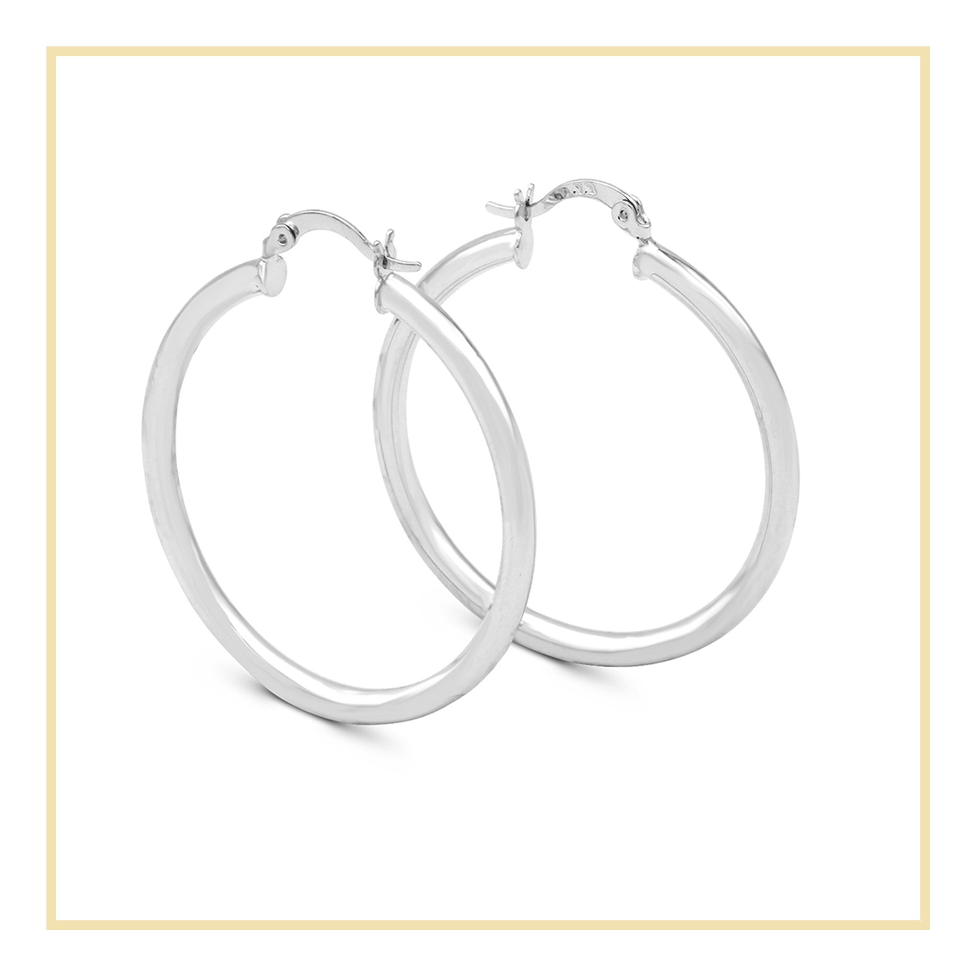 Silver Hoops Women Hip Hop Earrings 3 mm 25 - 70 mm