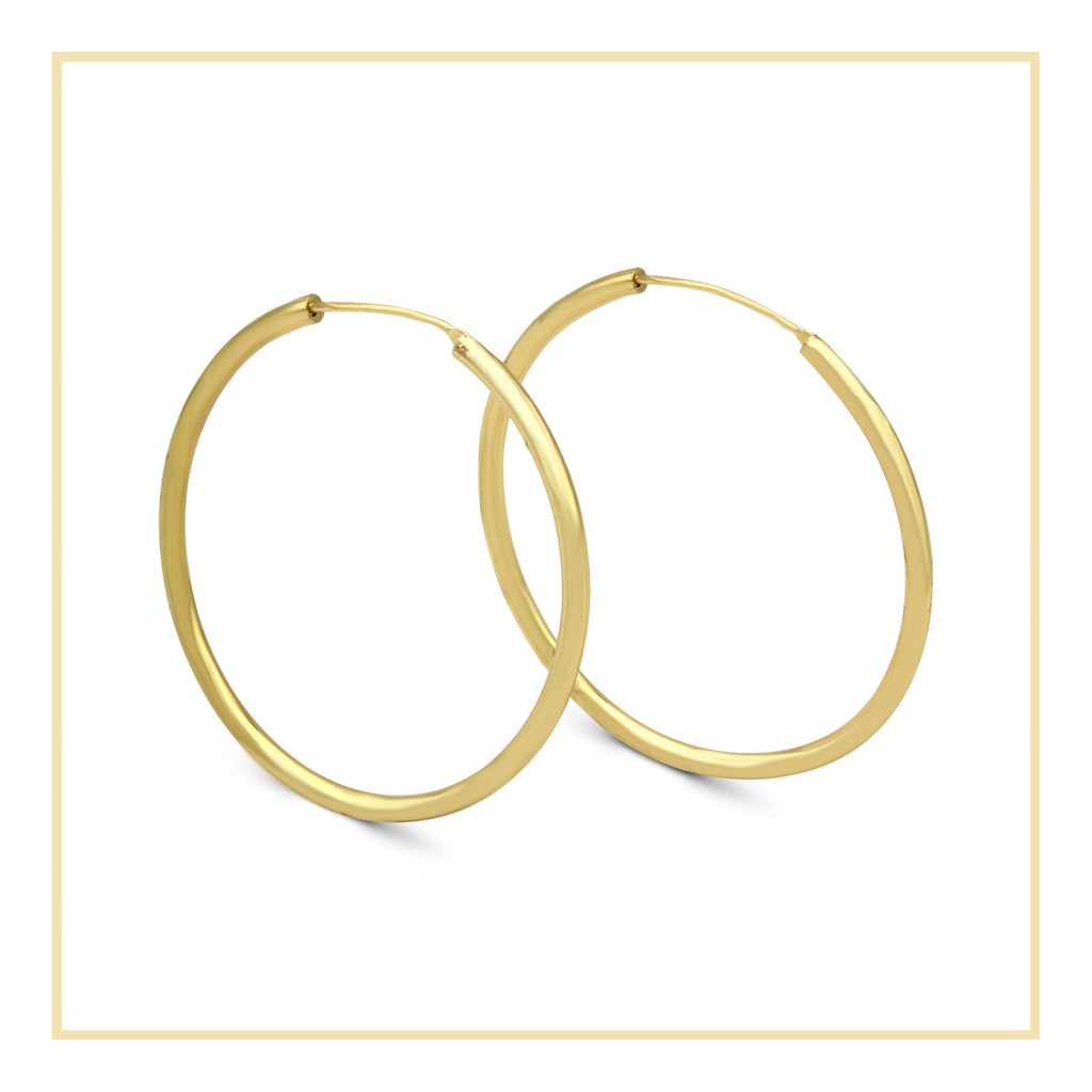 14K Gold Plated Hoop Women Earrings 2 mm 25 - 70 mm