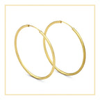 14K Gold Plated Hoop Women Earrings 2 mm 25 - 70 mm