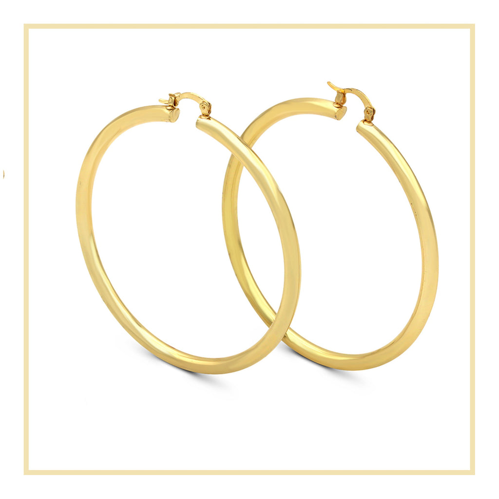 14K Gold-Plated Hoop Earrings 3 mm 25 - 70 mm