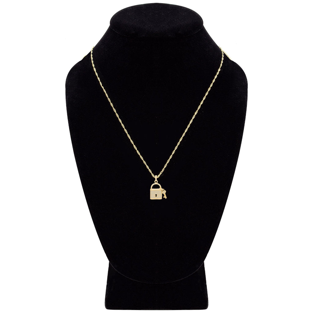 CZ Lock Pendant 14K Gold Filled Necklace Set Jewelry for Women 18" 20" 24"