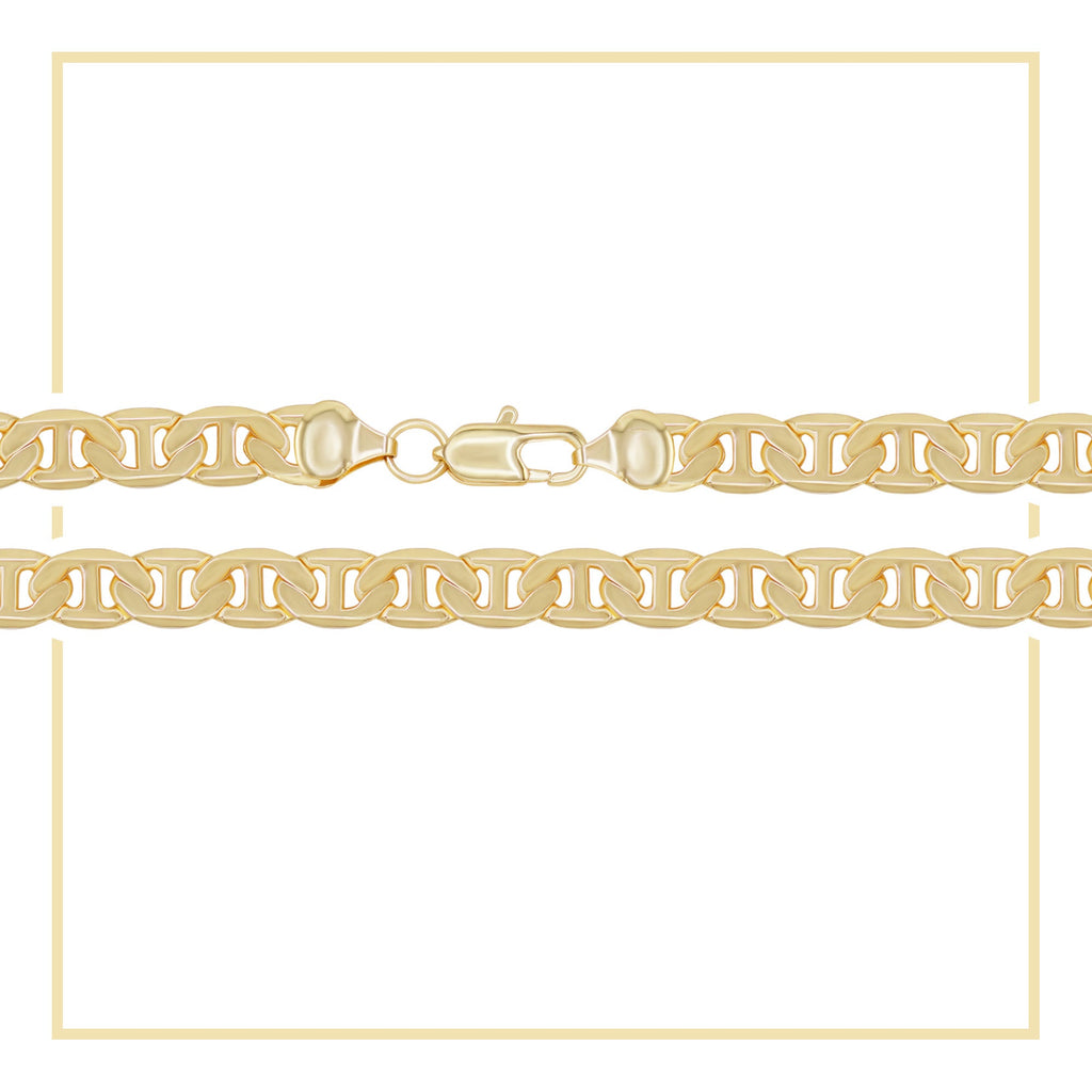 Mariner Chain 14K Gold Filled Bracelet 8.5" Lobster Claw Clasp Men Jewelry 6.8 mm