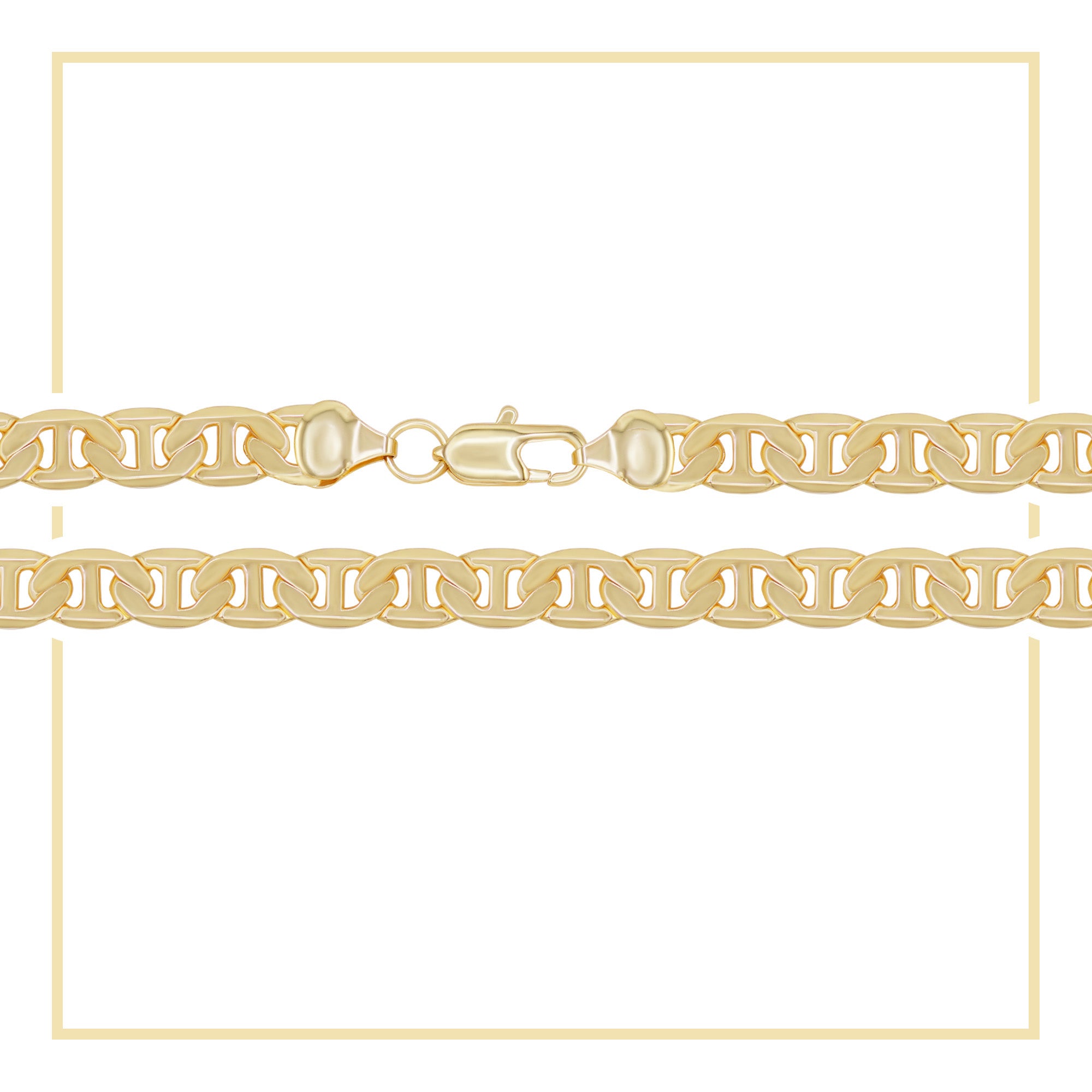 Mariner Chain 14K Gold Filled Bracelet 8.5" Lobster Claw Clasp Men Jewelry 6.8 mm
