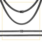 Black Cuban Link Stainless Steel Necklace 30"