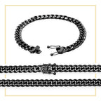 Cuban Link Chain Black Curb Bracelet 8.5" Stainless Steel Men Jewelry