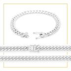 Cuban Link Chain Silver Curb Bracelet 8.5" Stainless Steel Men Jewelry