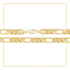 Figaro Chain 14K Gold Filled Bracelet 8.5" Lobster Claw Clasp Jewelry Gift for Men